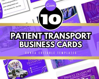 Plantilla de tarjeta de presentación para transporte médico / Tarjeta Canva para transporte de pacientes no urgentes / Diseño de transporte NEMT
