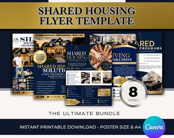 Shared Housing Independent Living Printable Flyer Bundle | Transitional Housing Canva Templates | Reentry, Seniors Supportive Living