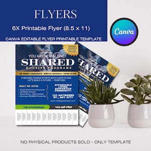 Shared Housing & Independent Living Printable Flyer Bundle | Transitional Housing Canva Templates | Reentry, Seniors & Supportive Living