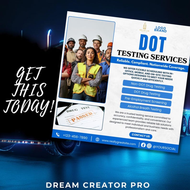 Dot Drug Testing Flyer Template | Editable Canva Design ...