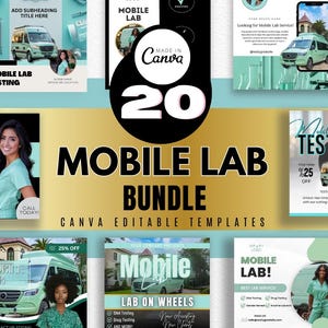 Folheto de serviço de laboratório móvel / Folheto de serviço de laboratório móvel médico faça você mesmo / Concierge de laboratório móvel / Modelo médico / Folheto médico / Pacote médico