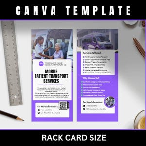 Patient Rack Card Mobile Patient Transport Rack Card Template | Editable Canva Template ...