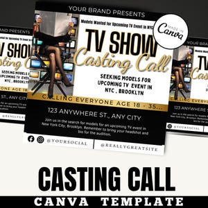 TV Show Audition Instagram Flyer Canva Template – Editable Casting Call Social Media Post – Talent Search Flyer – Audition Announcement