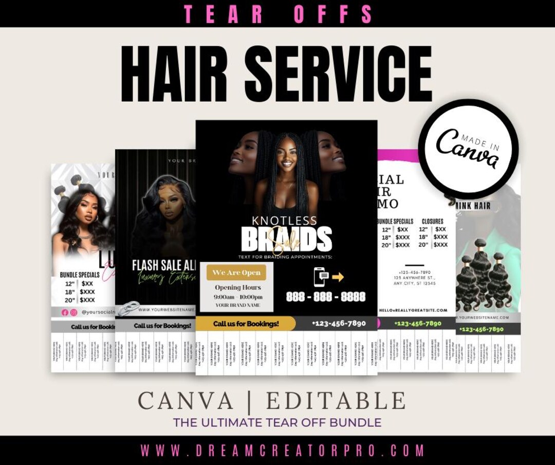 Braiding Hair Extensions Salon Flyer Template Editable Canva Design