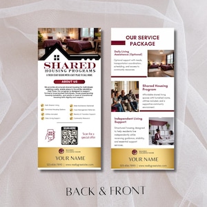 Shared Housing Rack Card Template | Independent Living & Reentry Housing Canva Marketing Card Design