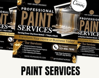 Painting Service Flyer Template | Editable Canva Contractor Flyer | House Painter Business Marketing Design / house painter flyer template
