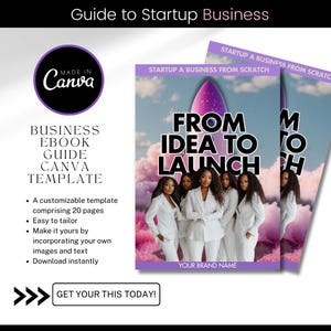 Business Startup Guide / Plr Ebook / Ebook Template / Canva Editable eBook Template /Entrepreneurship Guide / How to start up a business / from idea to launch