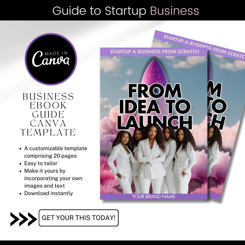 Business Startup Guide / Plr Ebook / Ebook Template / Canva Editable eBook Template /Entrepreneurship Guide / How to start up a business / from idea to launch