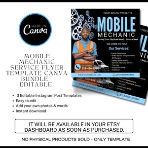 Editable Mobile Mechanic Flyer Template - Auto Repair Service Advertisement - Printable DIY Marketing Flyer for Car Repair Business