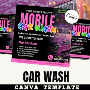 Mobile Car Wash Flyer Template – Editable Canva Design | Auto Detailing & Vehicle Cleaning Advertising Flyer / auto cleaning flyer IG