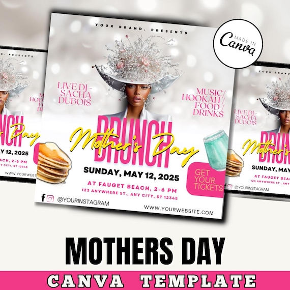 Mother's Day Flyer, Mother's Day Brunch, Elegant Mother’s Day flyer, Canva Template 2025, Event, Digital Flyer / Editable Brunch invitation