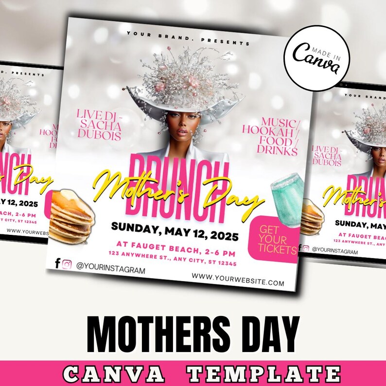 Mother's Day Flyer, Mother's Day Brunch, Elegant Mother’s Day flyer, Canva Template 2025, Event, Digital Flyer / Editable Brunch invitation
