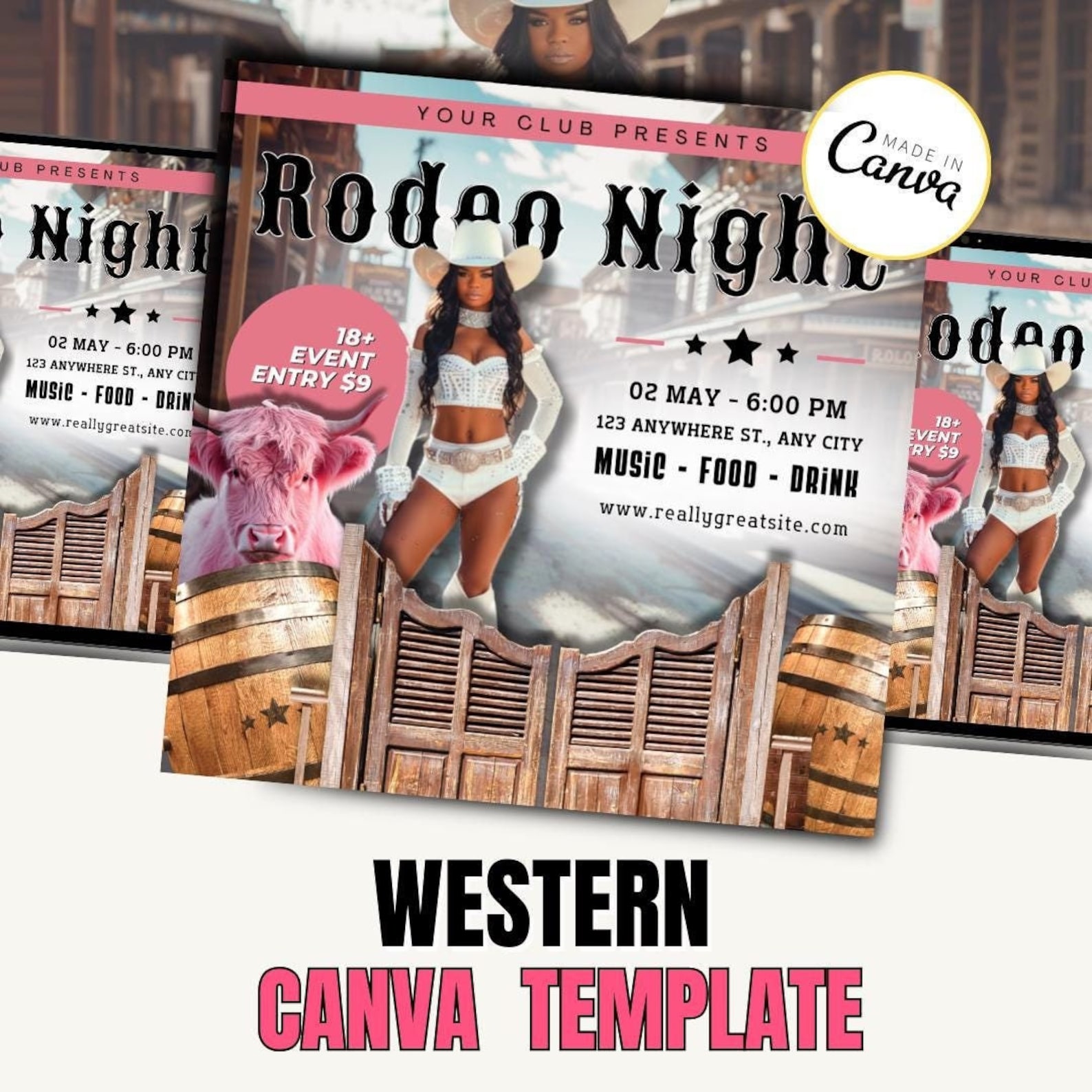 Rodeo Western Night Party Flyer Template, Party, Club Flyer, Dukes N