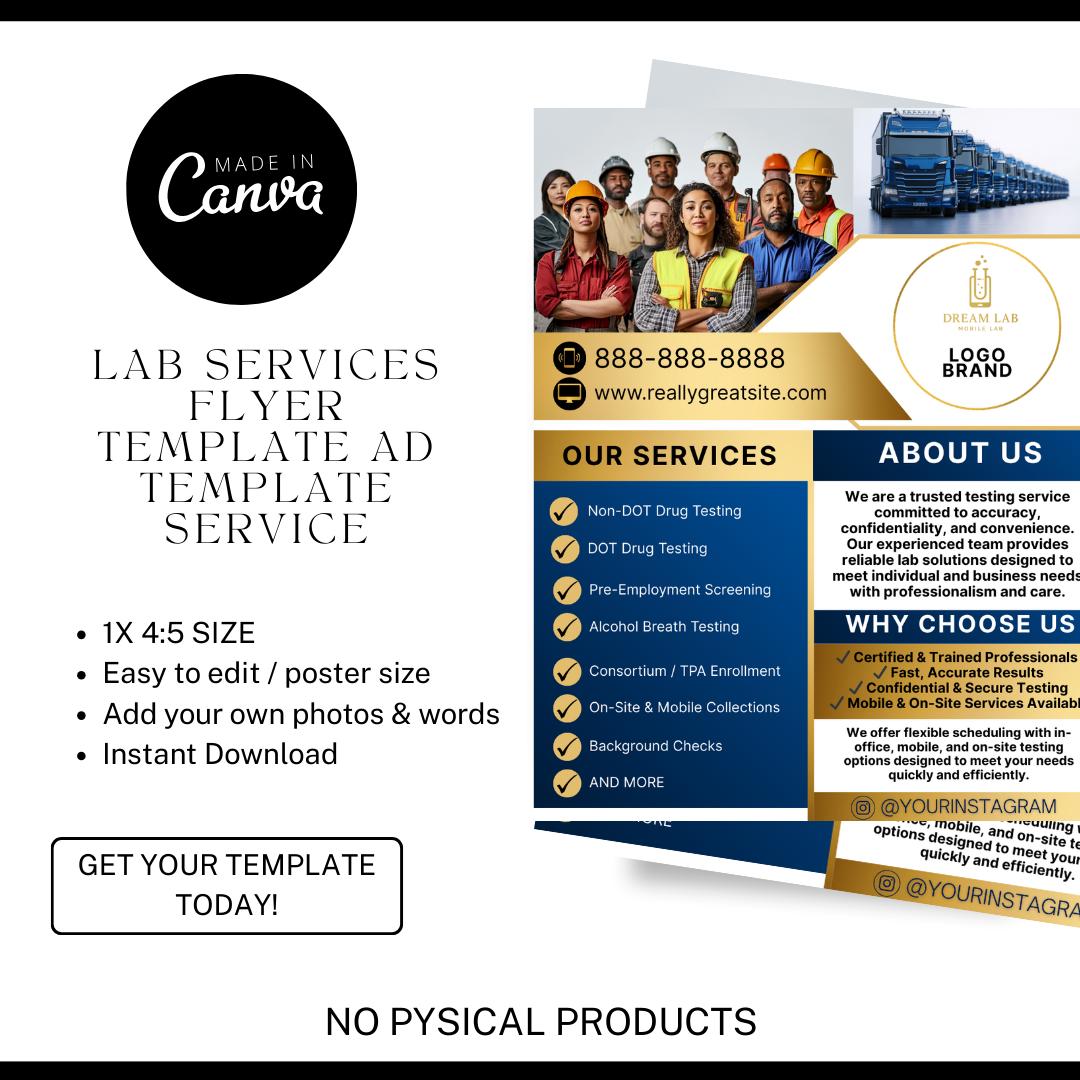 Dot Drug Testing Flyer Template | 4:5 Editable Canva Design ...