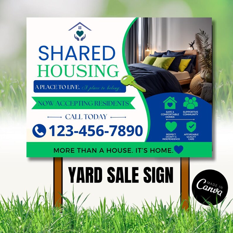 Community Rentals Signs Shared Housing Yard Sign Template | Affordable & Transitional Housing ...