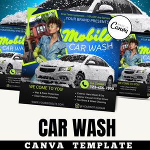 Mobile Car Wash Flyer Template – Editable Canva Design | Auto Detailing & Vehicle Cleaning Advertising Flyer / auto cleaning flyer IG