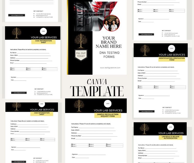 Editable DNA Testing Forms Bundle – Canva Templates for Intake, Consent ...