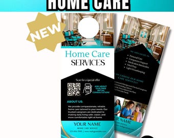 Home Care Door Hanger Canva Template | Senior Care & Nursing Service Marketing | Editable Caregiver Flyer / nursing service marketing
