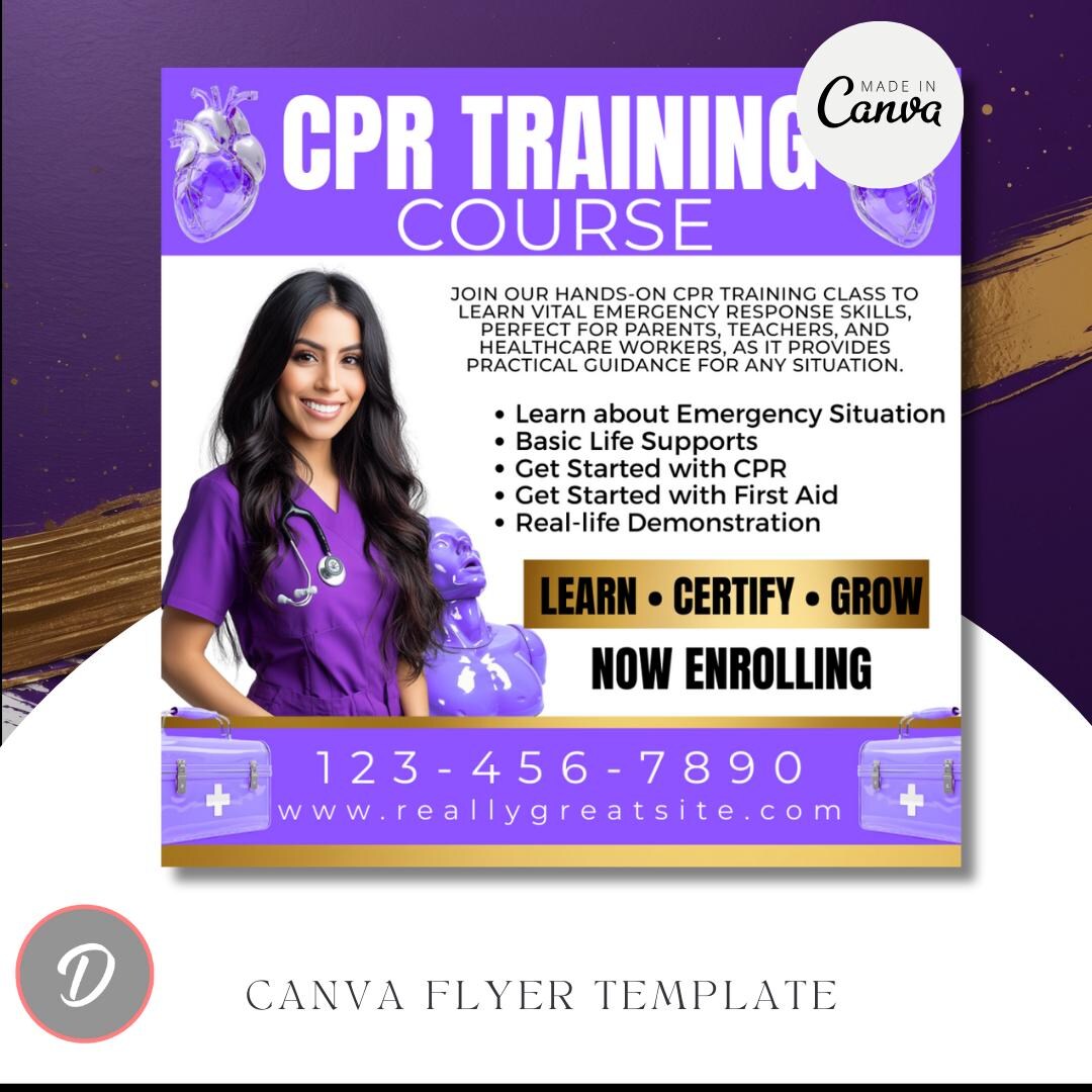 CPR Flyer TEMPLATE / DIY Medical Service Flyer/ First Aid Flyer ...