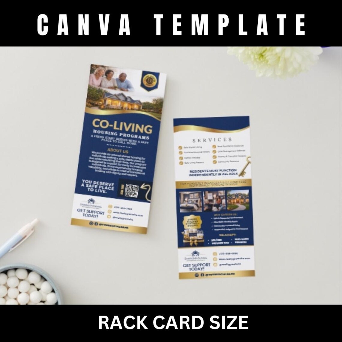 Co Living Rack Card Template, Shared Housing Marketing Canva Template ...