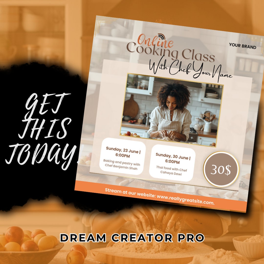 Cooking Class Flyer Template / Canva Template 2024 / Online Classes ...