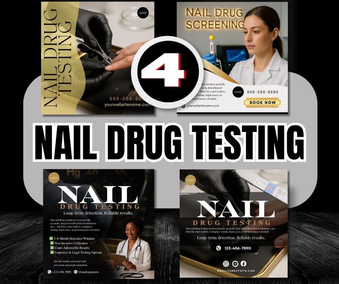 Nail Drug Testing Canva Flyer Bundle | Editable Gold & Black Templates ...
