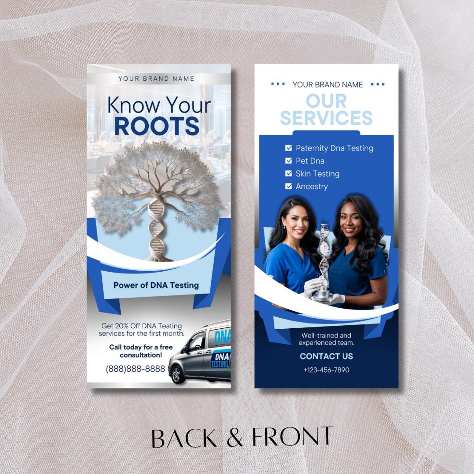 Doctors Rack Cards Examples DNA Testing Rack Card / DIY Medical Service/ Mobile Physical Exam ...