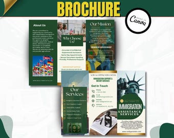 Modelo de Brochura de Serviços Notariais para Imigração | Design Editável para Marketing de Documentos de Imigração e Cartório no Canva