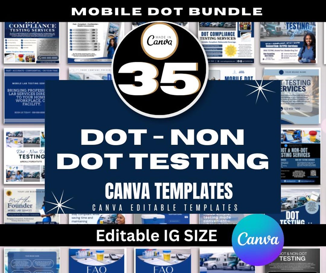 DOT & Non-dot Testing Instagram Post Bundle | 35 Canva Templates | Drug ...
