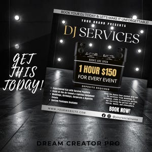 DJ Services Flyer Template | Canva Editable Instagram Post | Party & Wedding DJ Flyer | Nightlife Event Digital Download / dj business flyer