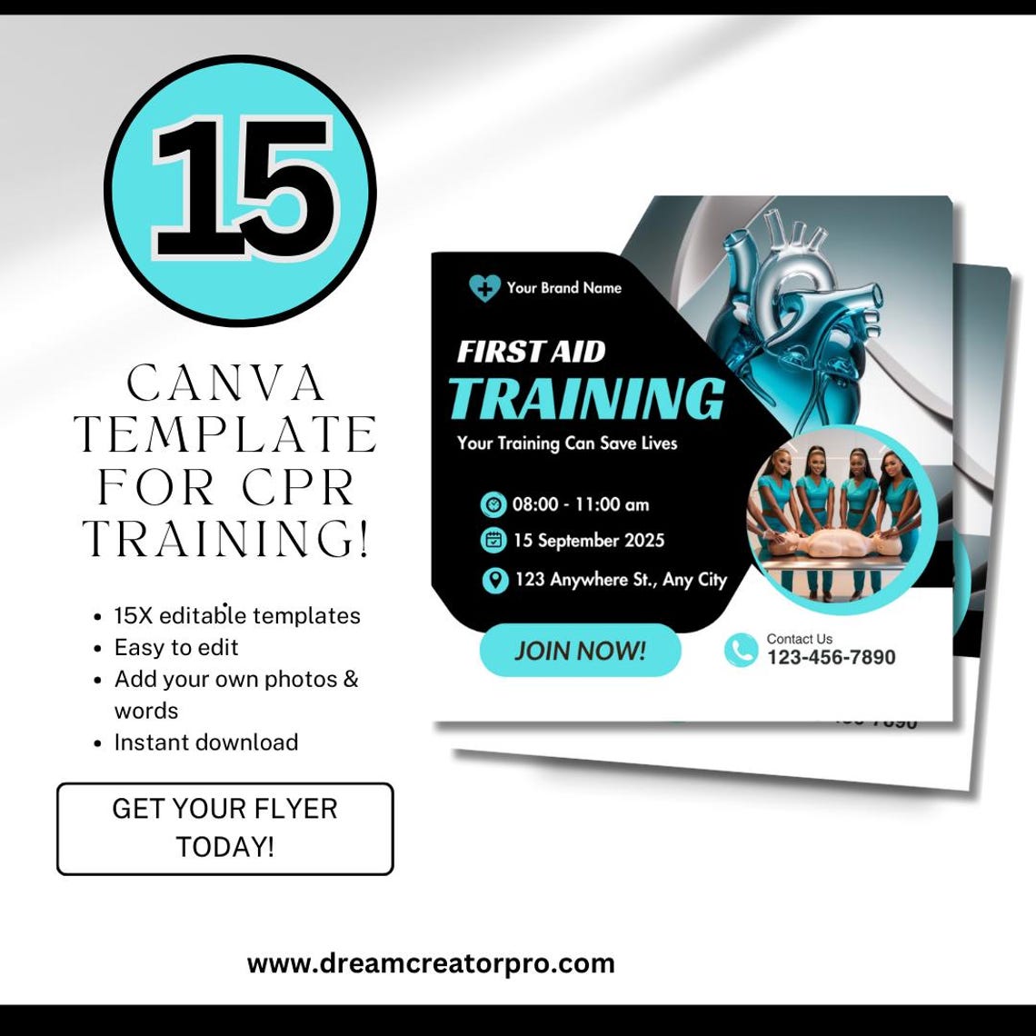 CPR Flyer TEMPLATE / DIY Medical Service Flyer/ First Aid Flyer ...