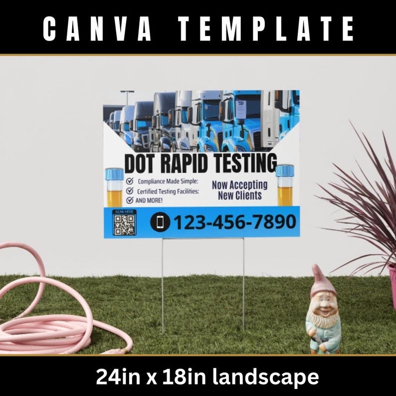 Cdl Testing Sign DOT Testing Yard Sign Template | DOT Drug & Alcohol Testing Sign | CDL ...