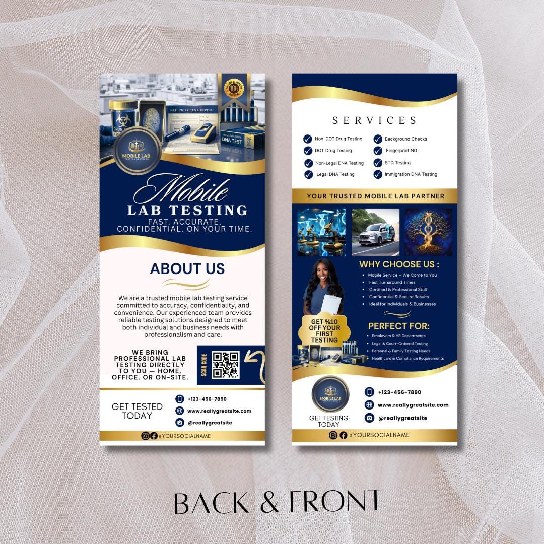 Mobile Lab Testing Rack Card Template | Drug Testing, DNA ...