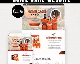 Home Care Website Canva Template | Editable Senior Care & Nursing Service Website Design | Healthcare Business Branding / senior care
