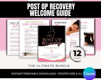 Post Op Recovery Welcome Guide Canva Template | Lymphatic Massage Client Guide | Surgery Aftercare eBook | Recovery Booklet | Editable Canva