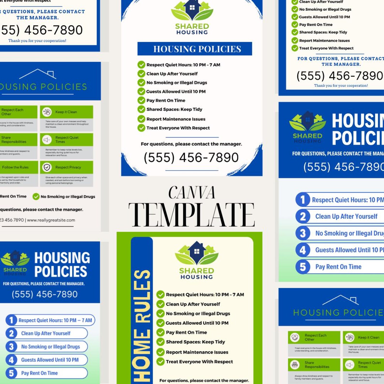 Transitional Program House Rules Posters Shared Housing Policy Signs Printable | Independent Living House Rules ...