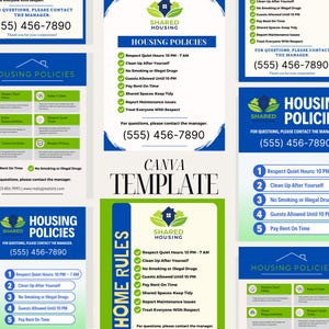 Transitional Program House Rules Posters Shared Housing Policy Signs Printable | Independent Living House Rules ...