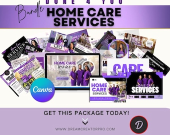 Home Care Service Canva Template Bundle | Website, Flyers, Business Cards, Social Media & Ebook Templates for Care Agencies / home care