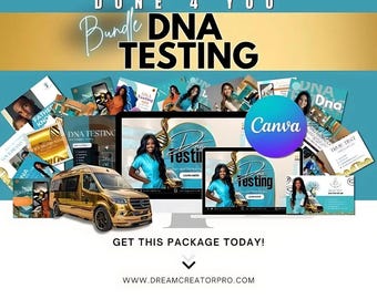 Mobile DNA Testing Service Canva Bundle Template / DIY Medical Flyer/ Phlebotomy Postcard / Business Card / Health Website / Employee Badge