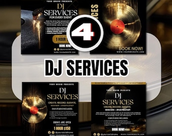 DJ Services Instagram Post Template Bundle | 4 Editable Canva Templates | Club Party Flyer | Music Event Social Media Post | DJ Booking