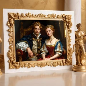 Personalized Renaissance King & Queen Portrait – Royal Custom Artwork - Customized Royal Family