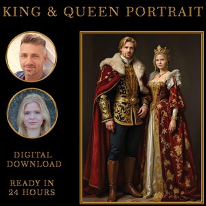 Personalized Renaissance King and Queen Portrait: Custom Royal Art (Digital Download)
