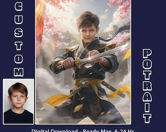Personalized Ninja Kid Portrait from Photo