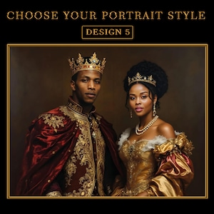 Custom Renaissance Black King and Queen Portrait: Regal Couple Art (Digital Download)