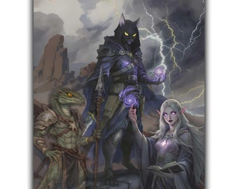 Custom DND Party Portrait, Watercolor Fantasy Character Commission, Dungeons and Dragons Gift