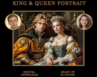 Personalized Renaissance King & Queen Portrait – Customized Royal Family