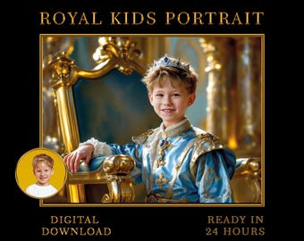 Custom Royal Boy Portrait from Photo, Renaissance Child King Art