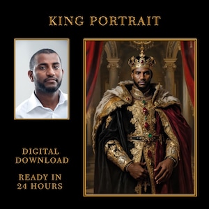 Personalized Renaissance Royal Portrait: Majestic African King (Digital Download)