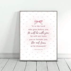Pink Christian Wall Art Bible Verse Nursery Baby Room Decor Cute Coquette Bow Bible Art Baby Shower Christian Gift Digital Wall Art In Pink