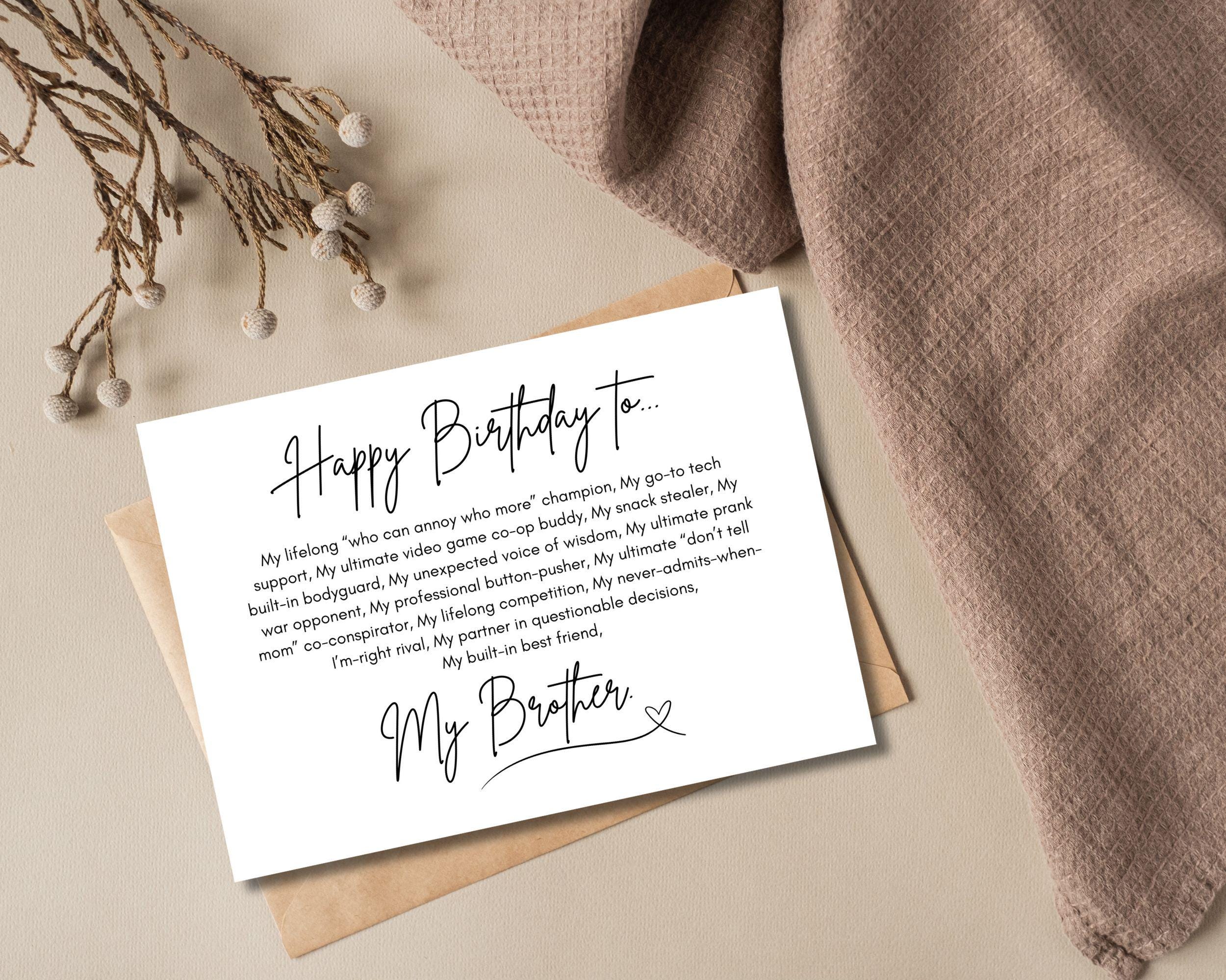 Brother Birthday Card, Printable Bday Card for Brother, Funny ...